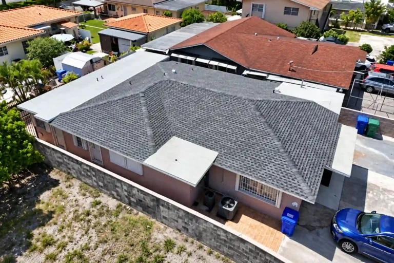 Gray shingle roof on a single story South Florida concrete block home